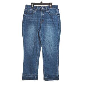 Time And Tru Straight Crop Jeans Womens 8 Medium Wash High Rise Stretch Boho